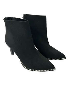 BCBGeneration Bianca Black Size 9 Booties Pointed Toe Flyknit Studded Sock Boots